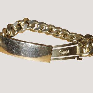 Mens Bracelet Gold Tone Speidel Vintage Half Inch ID Chain Link Design Clasp